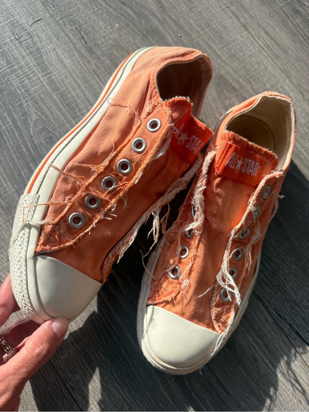 Converse Orange Frayed Low Top Sneakers - Picture 2 of 8